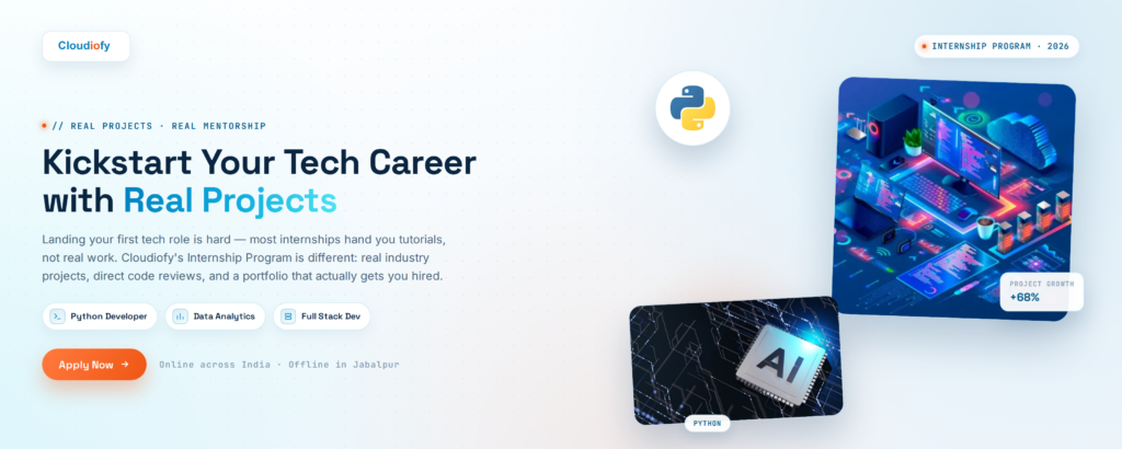 Cloudiofy Internship in Jabalpur - Online and Offline Program
